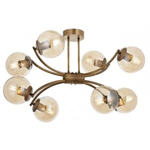 METAL and GLASS COPPER ANTIQUE COLOR and BLACK CHANDELIER 75 x 50 CM LOAD: 60 CM